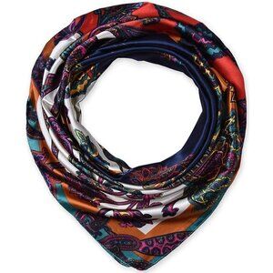 Corciova Square Stain Silk Like Hair Wrapping Scarves Night Head Scarf-149  Navy